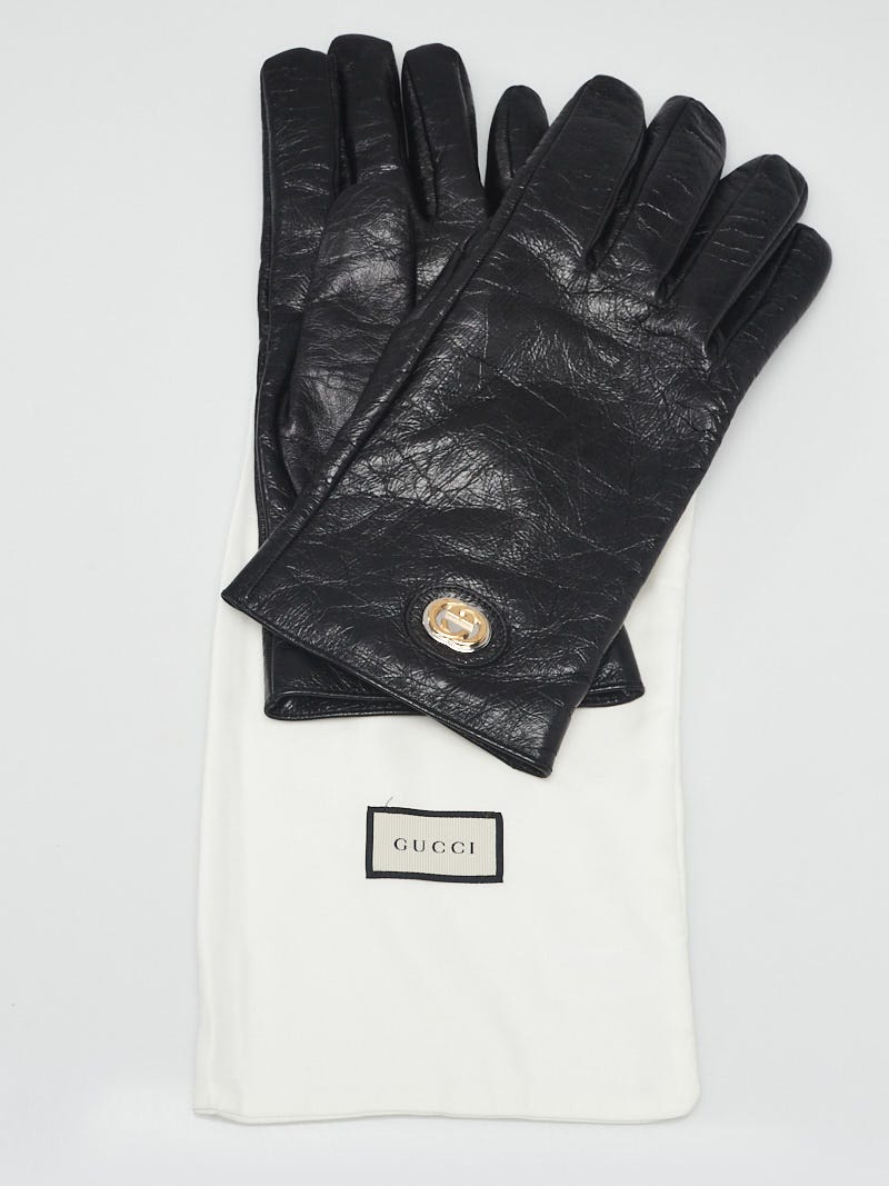 小物 GUCCI Leather Gloves With Interlocking G GUCCI Accessories GG Interlocking G Glove gloves suede / Leather