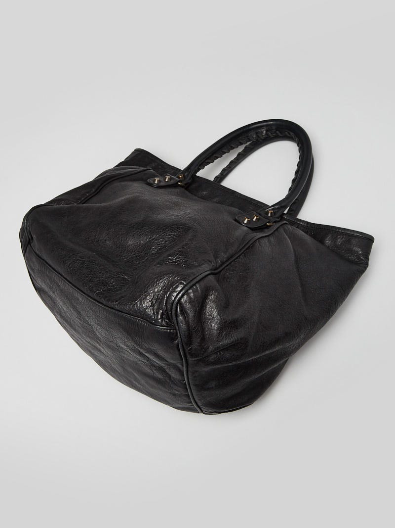 Balenciaga Black Lambskin Leather Sunday Small Tote Bag