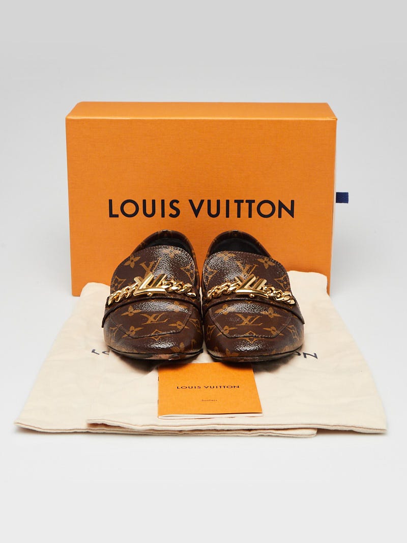 Louis Vuitton Brown Leather Slip on Loafers Size 41 Louis Vuitton