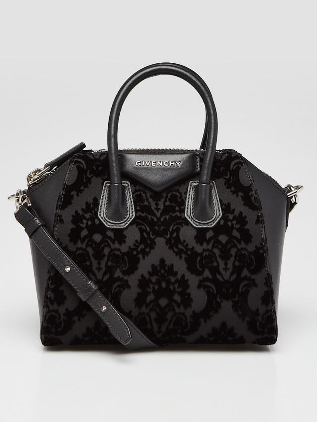 Givenchy Black Leather/Velvet Devore Mini Antigona Bag