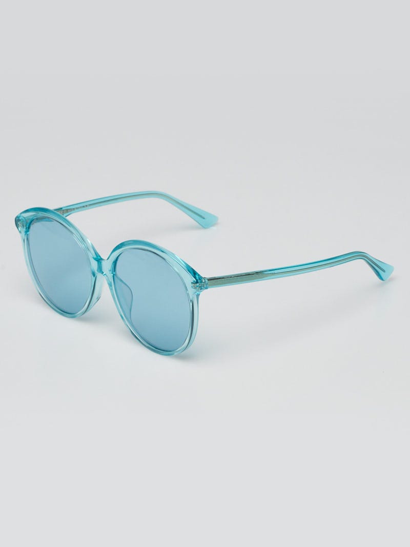Gucci Blue Transparent Acetate Frame Sunglasses- GG0257SA