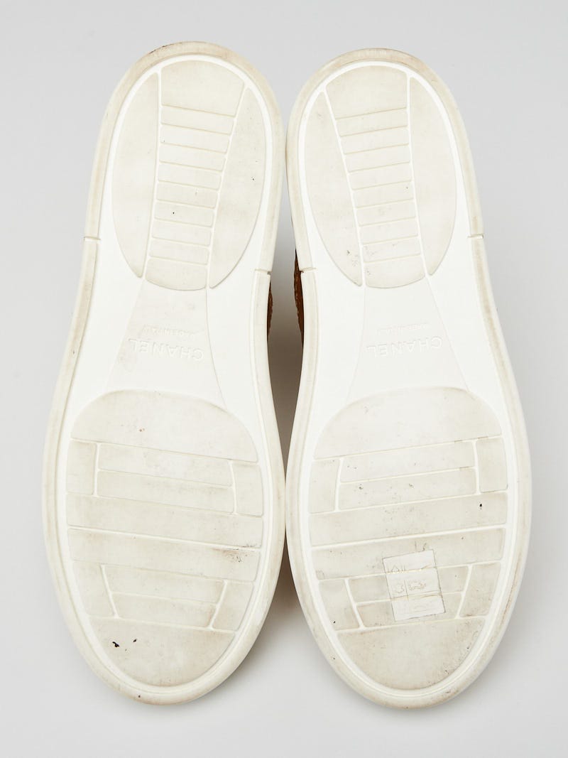 Chanel Gold Metallic Crocodile Embossed High Top Sneakers