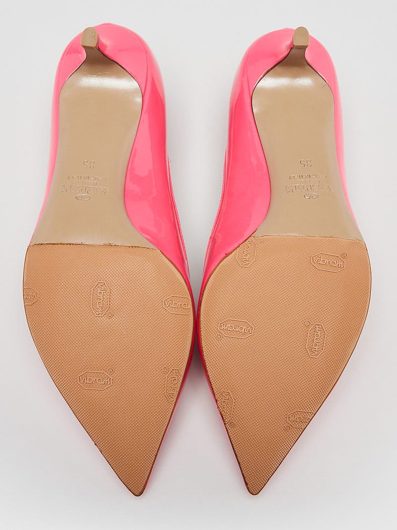 Valentino Neon Pink Patent Leather Bow Heels Size 4.5/35