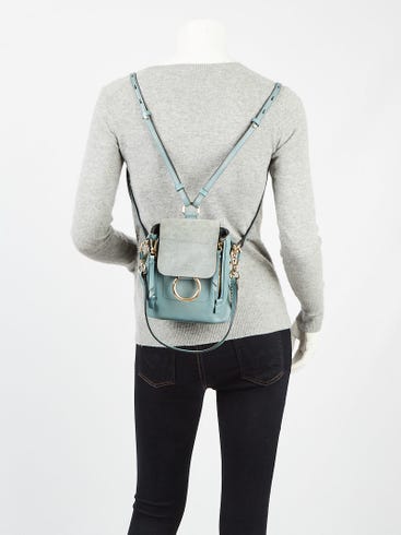 Chloe Faye Mini Leather/Suede Backpack, Blue, Women's Chloe Faye Mini Leather/Suede Backpack, Blue, Women's