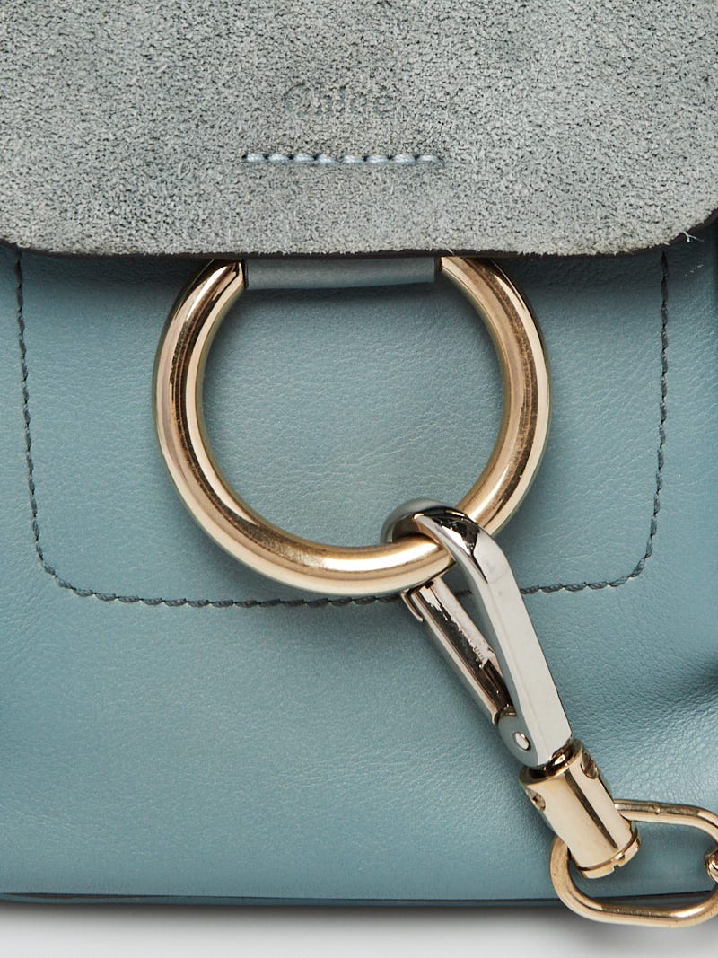 Chloe Light Blue Leather and Suede Mini Faye Backpack Bag