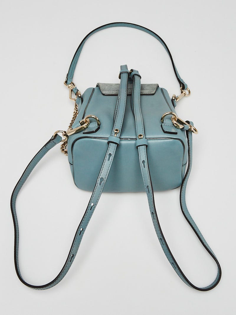 Chloe Light Blue Leather and Suede Small Nile Bracelet Bag - Yoogi's Closet