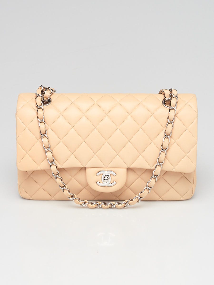 Chanel Beige Clair Quilted Lambskin Leather Classic Medium Double