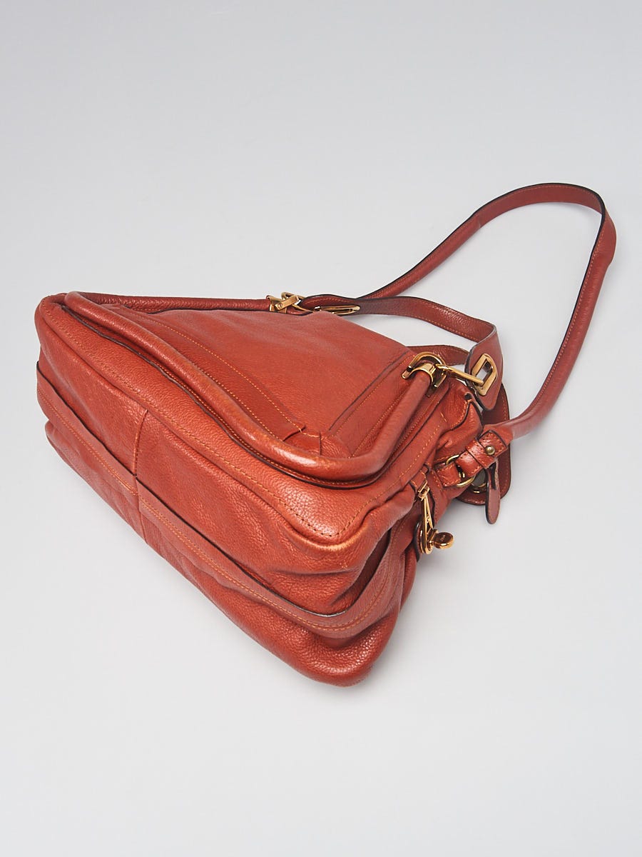 Gusset medium pebble leather tote in carnelian - ro bags