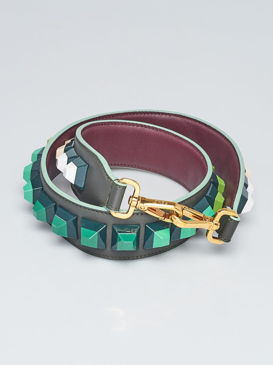 Fendi Green Leather and Multicolor Plexiglas Studs Strap You
