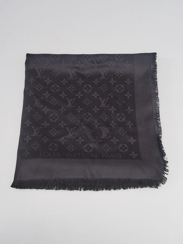Louis Vuitton Black Monogram Silk/Wool Shawl Scarf