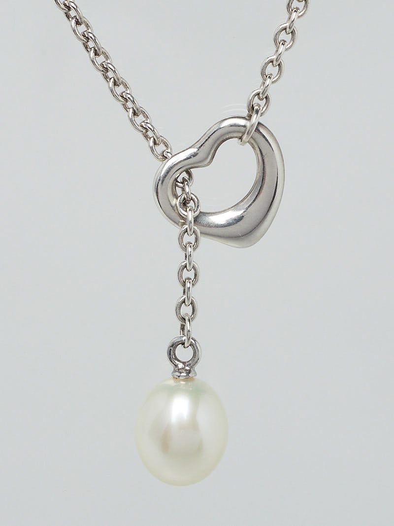 Tiffany and Co Elsa Peretti Sterling Silver Open Heart Pendant Necklace |  eBay