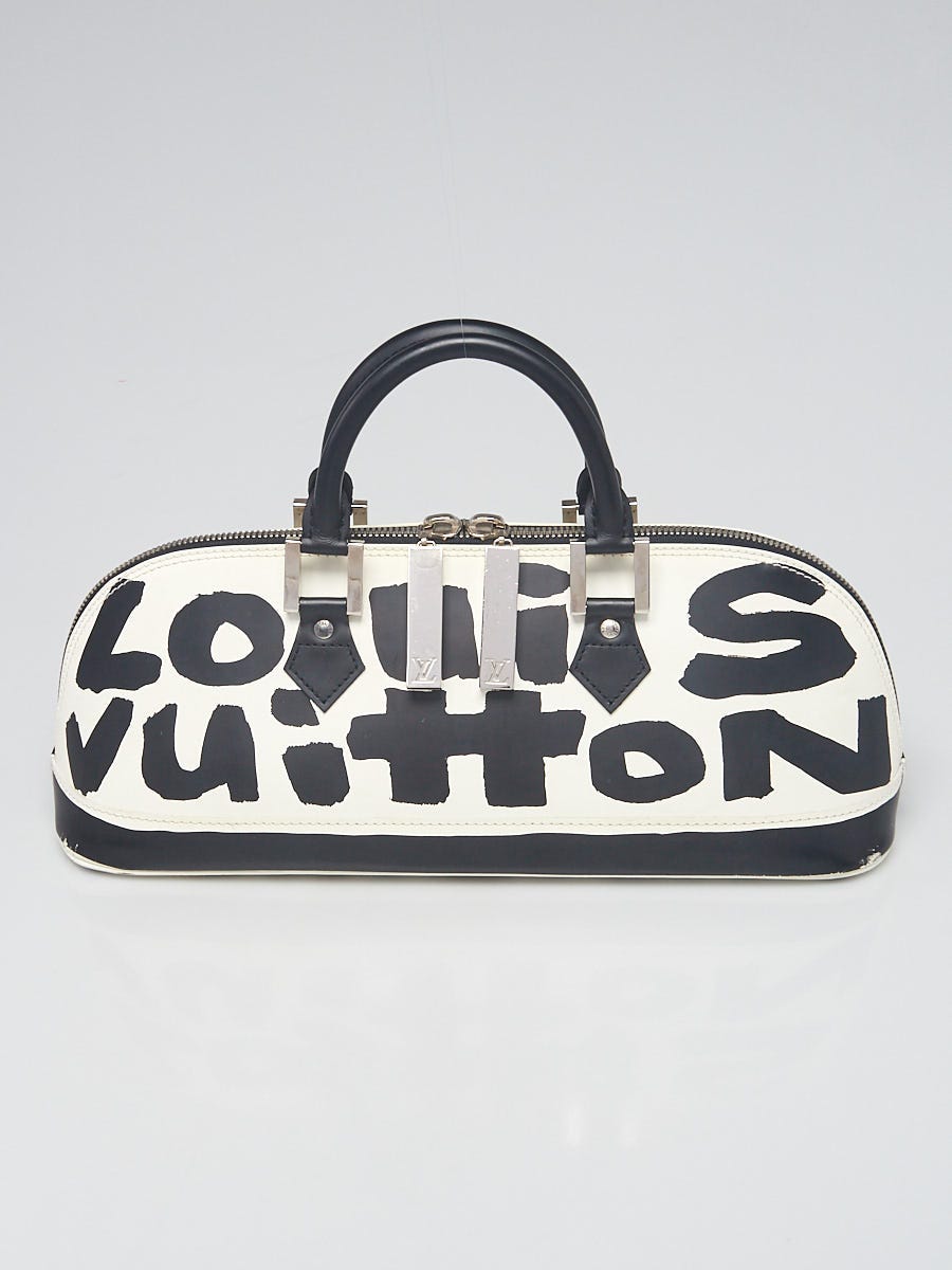 Louis Vuitton Limited Edition Black/White Glazed Leather Alma Graffiti  Horizontal Bag - Yoogi's Closet