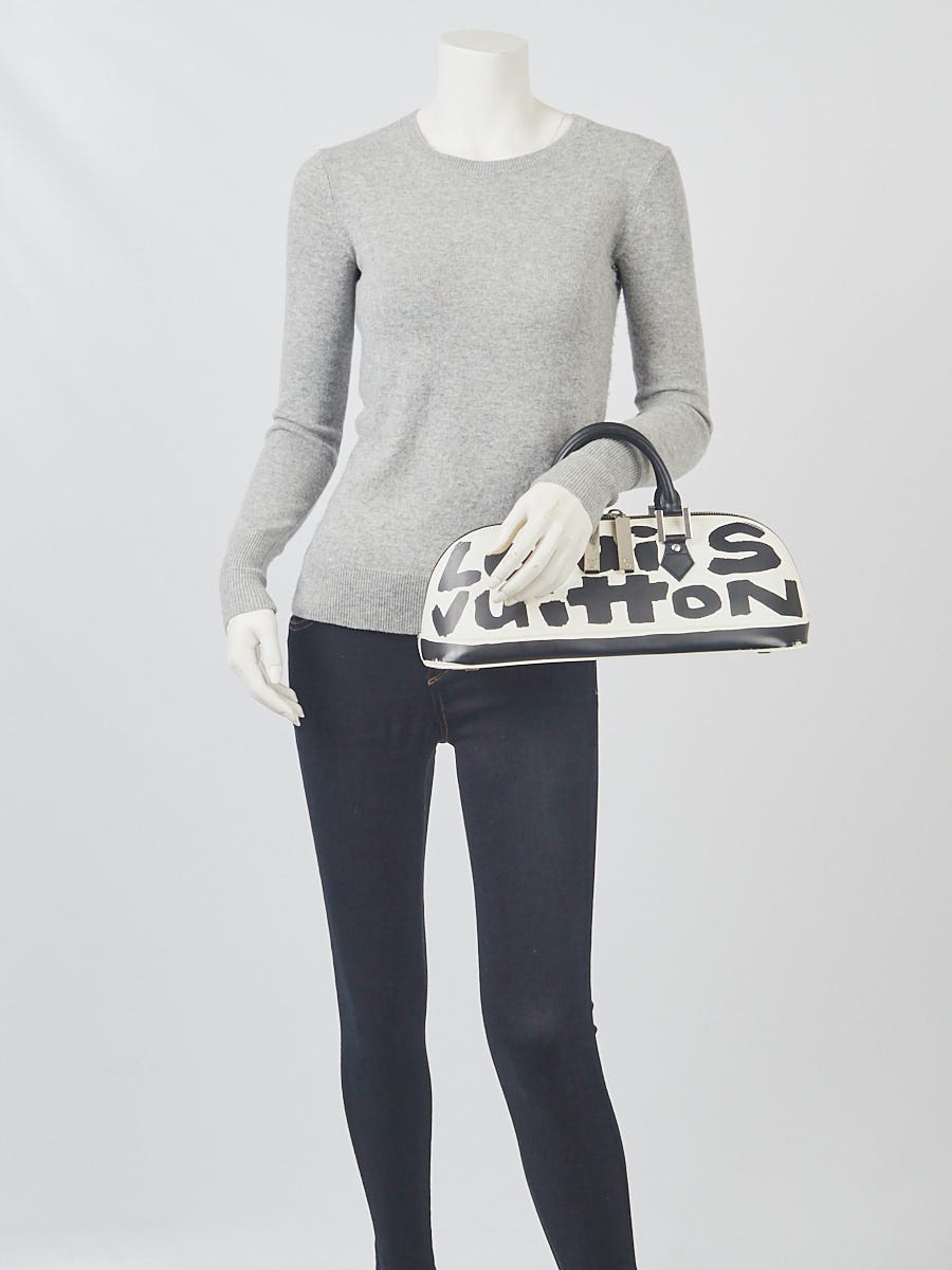 Lot - Alma Graffiti white and black glazed leather double handled handbag,  Louis Vuitton