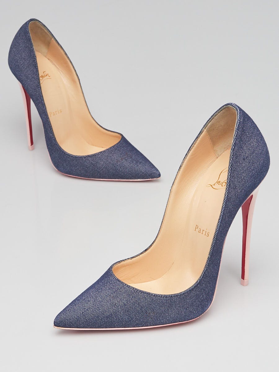 Christian Louboutin Blue/Pink Denim/Leather So Kate 120 Christian Louboutin Blue/Pink Denim/Leather So Kate 120