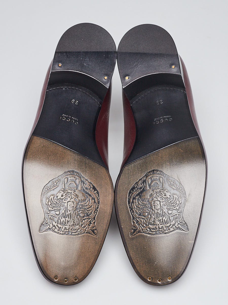 Gucci Red Leather Horsebit Chain Mid-Heel Loafers Size 8.5 Gucci Red Leather Horsebit Chain Mid-Heel Loafers Size 8.5