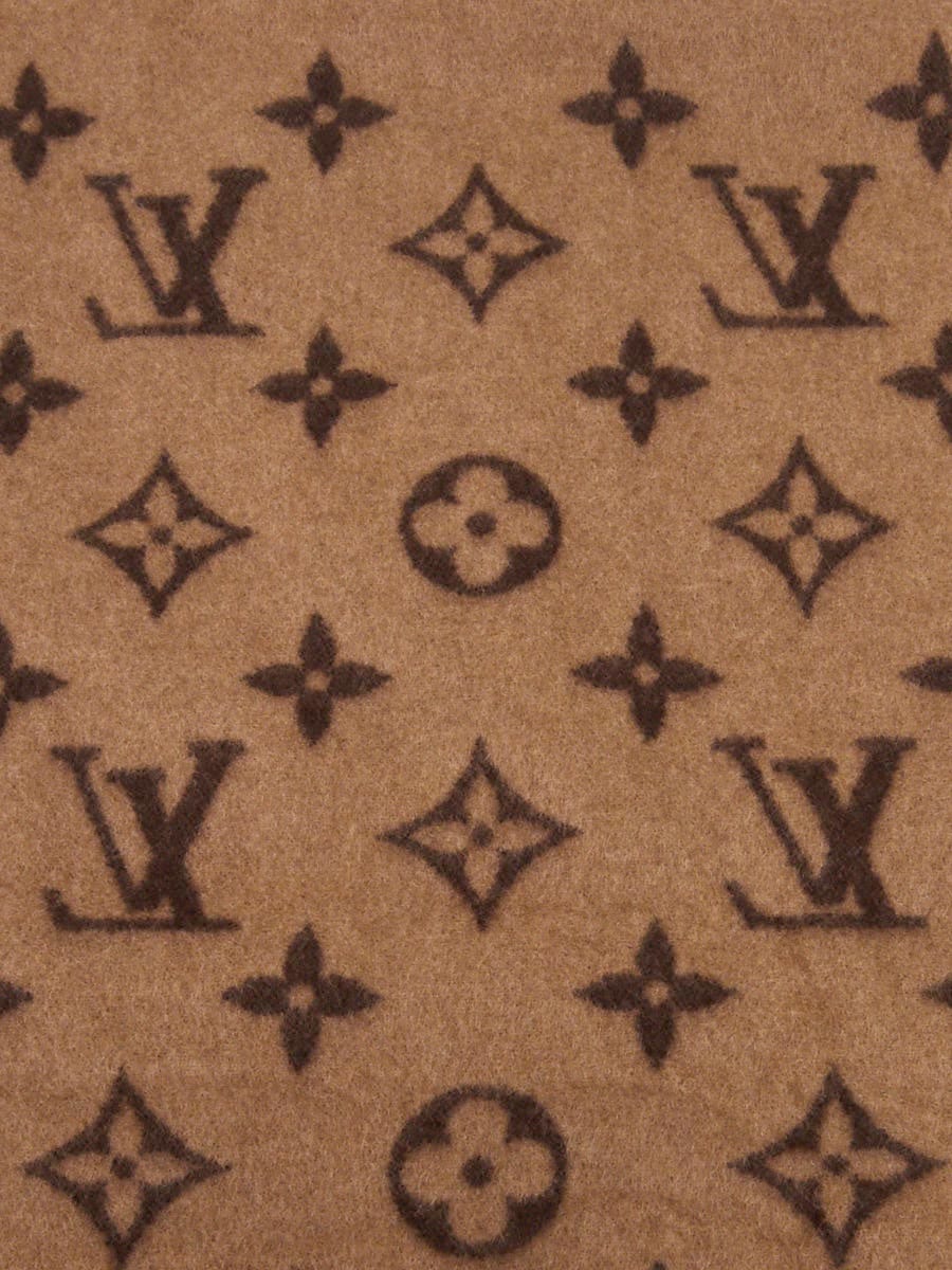 Louis Vuitton Brown Wool/Cashmere Neo Monogram Blanket - Yoogi's Closet