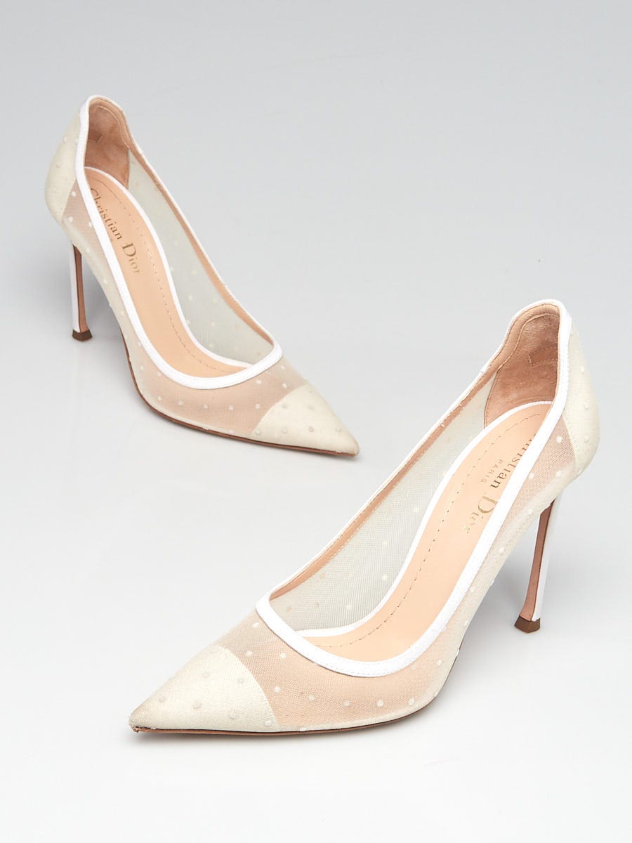 Christian Dior White Mesh Polka Dot D Moi Pumps Size 7.5 38 Yoogi s Closet