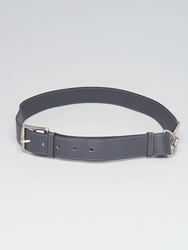 Hermes 40mm Graphite Tadelakt Leather Etriviere Clasp Belt Size 90