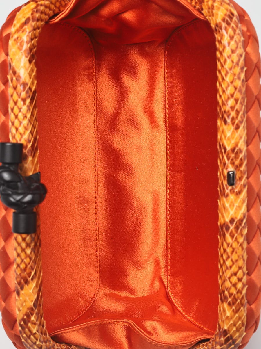 Bottega Veneta Orange Intrecciato Satin and Ayers Knot