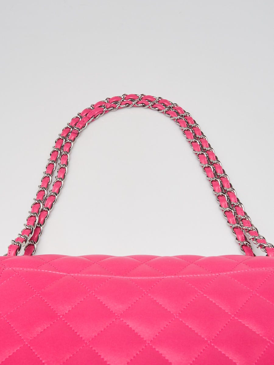 Chanel Pink Quilted Lambskin Leather Classic Jumbo Double Flap Bag - Yoogi's  Closet