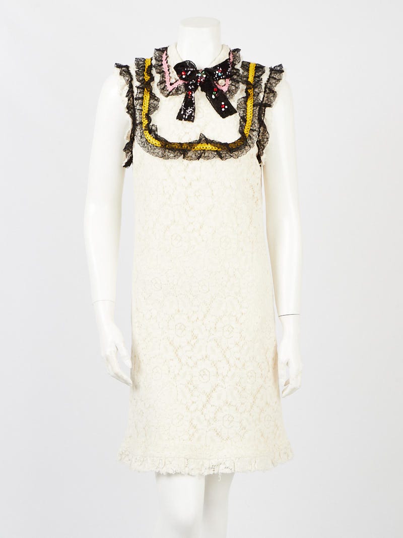 Gucci white lace dress deals