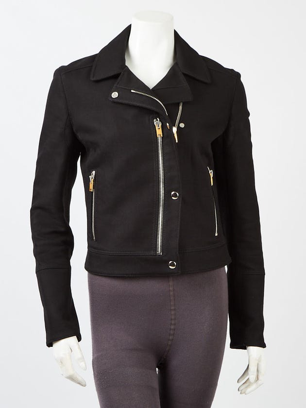 Balenciaga Black Cotton Biker Jacket Size 0/36