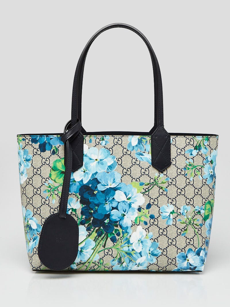 Gucci Beige/Blue GG Coated Canvas Supreme Blooms Reversible Tote Bag