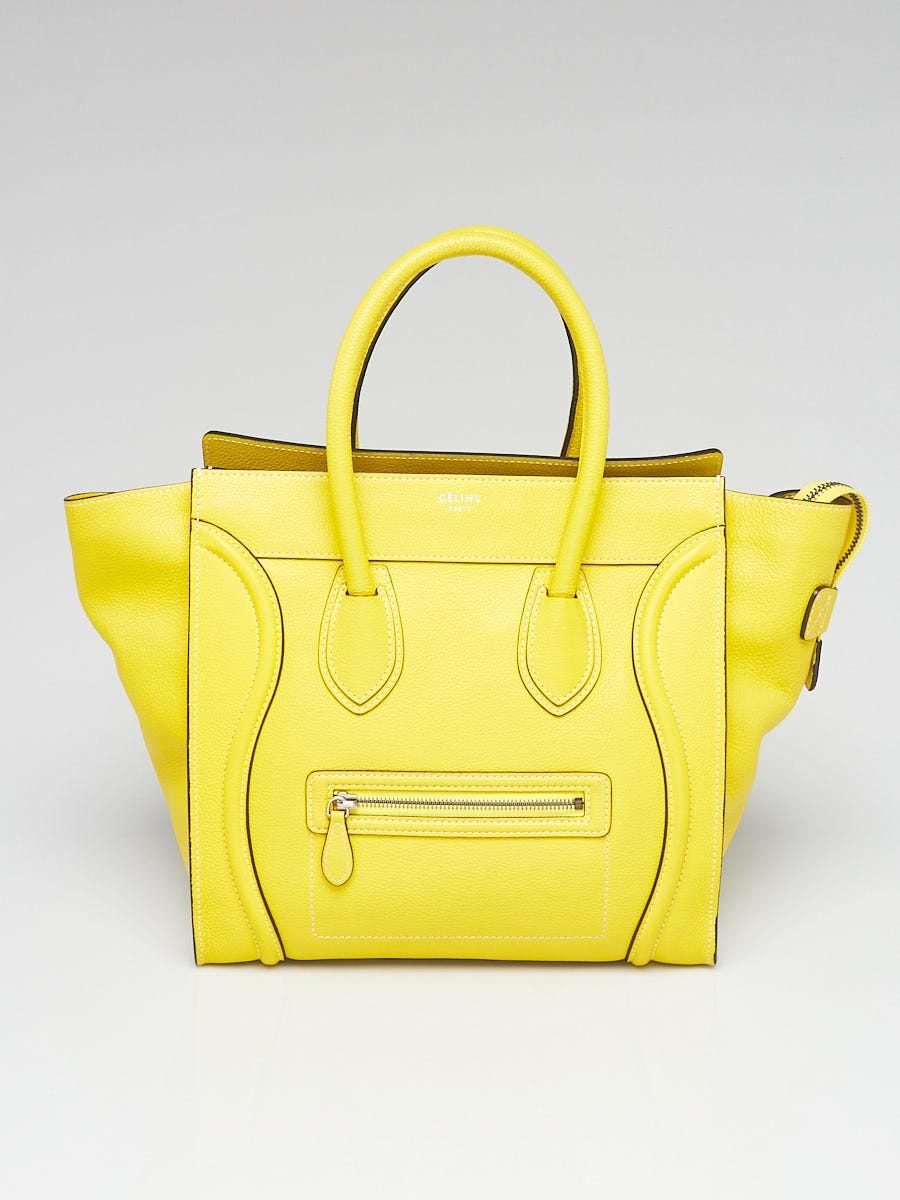 Celine Yellow Drummed Calfskin Leather Mini Luggage Tote Bag Yoogi s Closet
