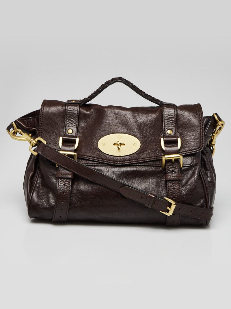 Mulberry Dark Brown Soft Buffalo Leather Alexa Satchel Bag Yoogi s Closet