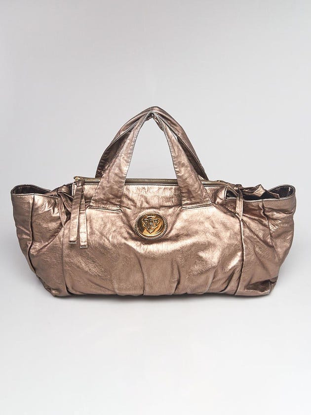 Gucci Silver Leather Hysteria Medium Top Handle Bag