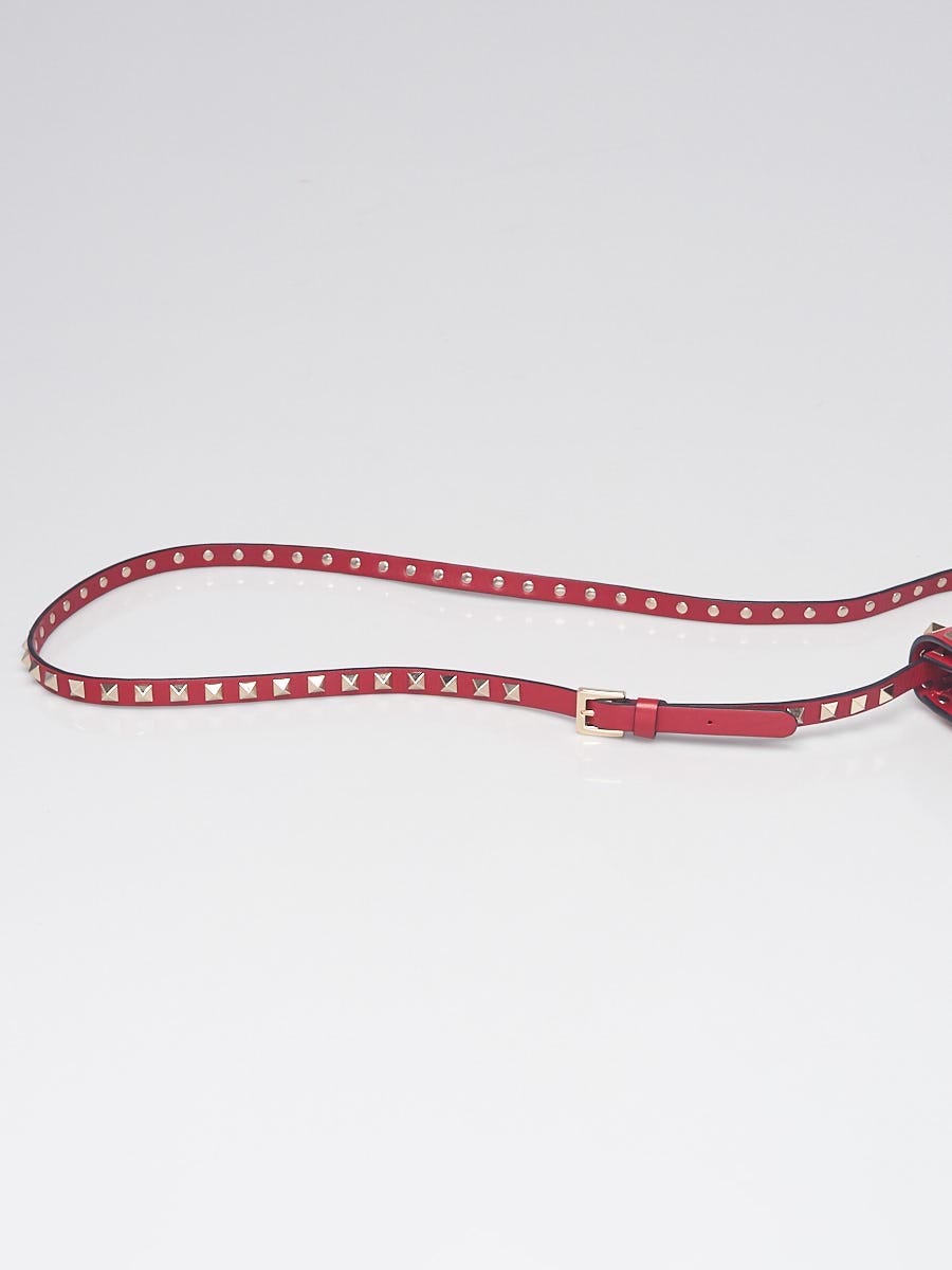 Valentino Red Leather Rockstud Small Flap Crossbody Bag