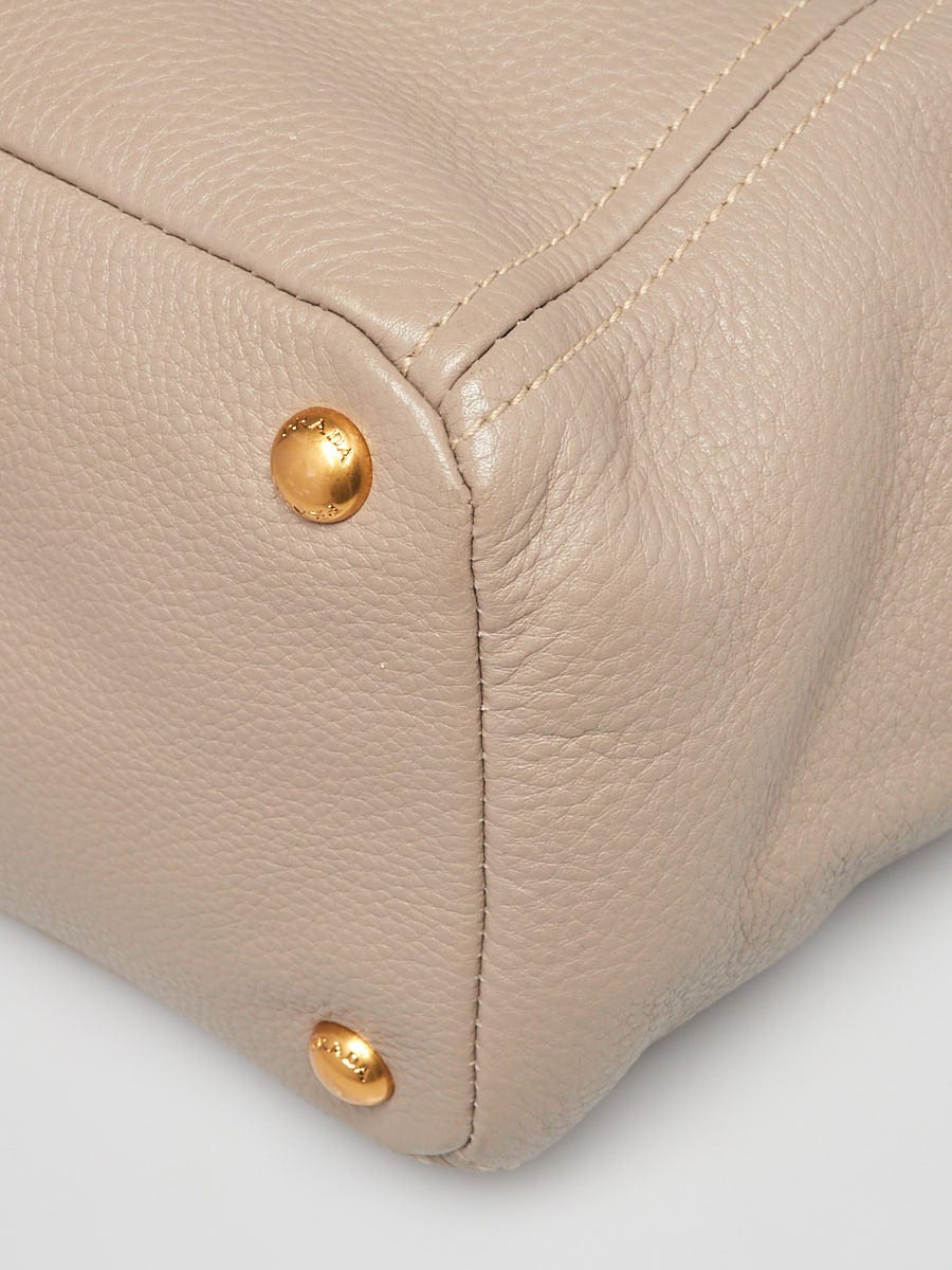 Prada Pomice Vitello Daino Leather Side-Pocket Tote Bag Prada Pomice Vitello Daino Leather Side-Pocket Tote Bag