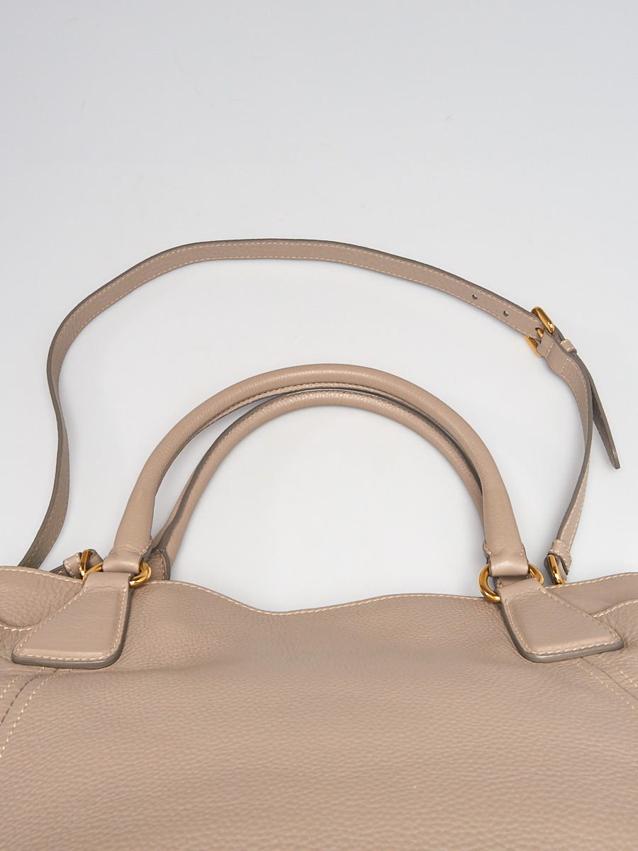 Prada Pomice Vitello Daino Leather Side-Pocket Tote Bag Prada Pomice Vitello Daino Leather Side-Pocket Tote Bag