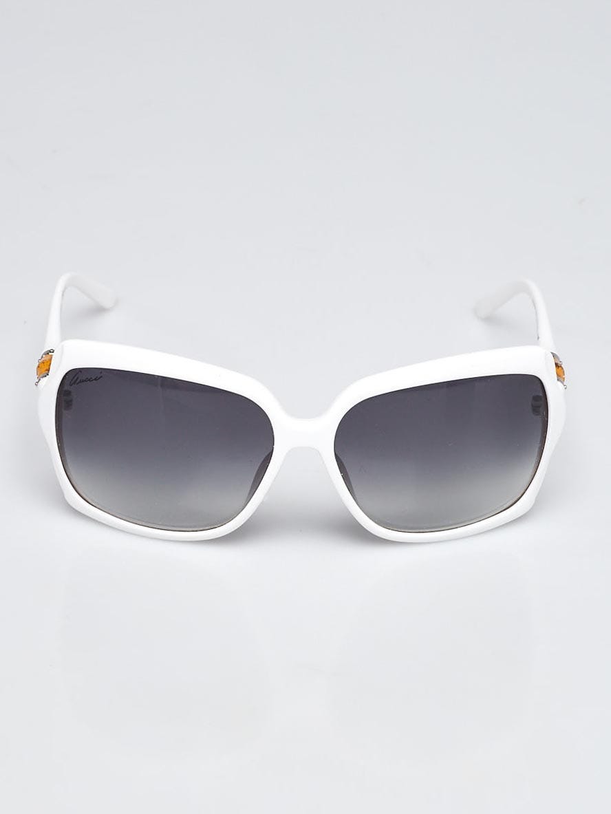 Gucci White Frame Oversized Bamboo Sunglasses GG/3131S | Yoogi's