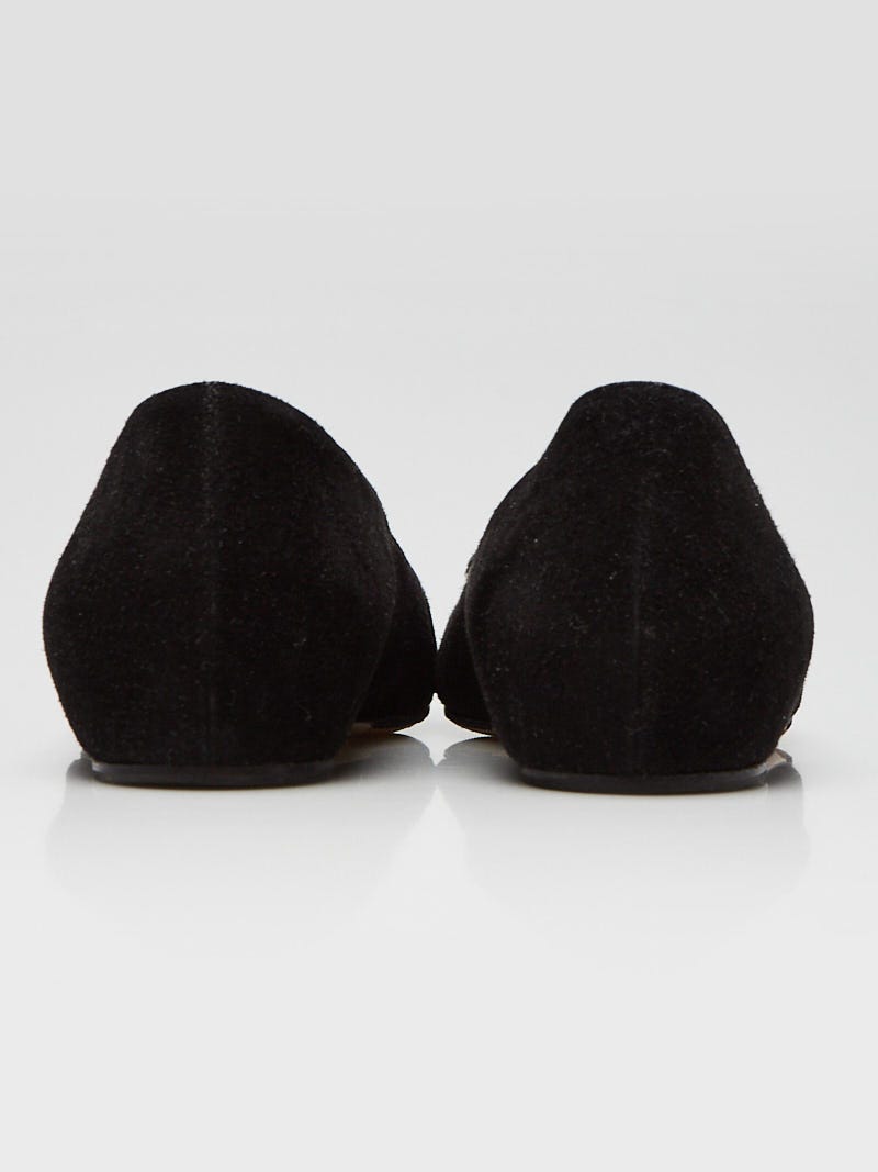 Gucci Black Suede Dionysus Embellished Square Toe Flats Size