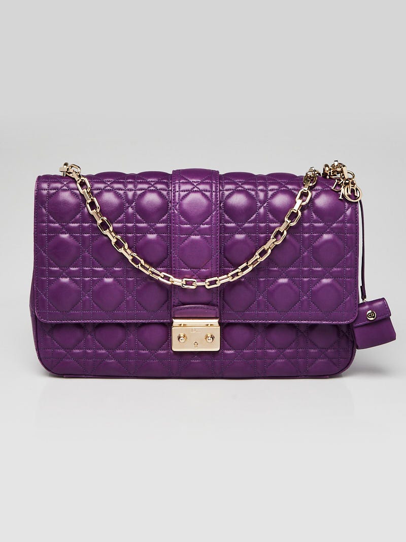 Christian Dior Purple Cannage Quilted Lambskin Leather Miss