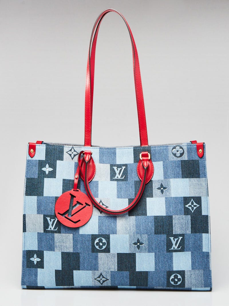 Louis Vuitton 2019 Blue Monogram Damier Denim Onthego GM Tote Bag · INTO