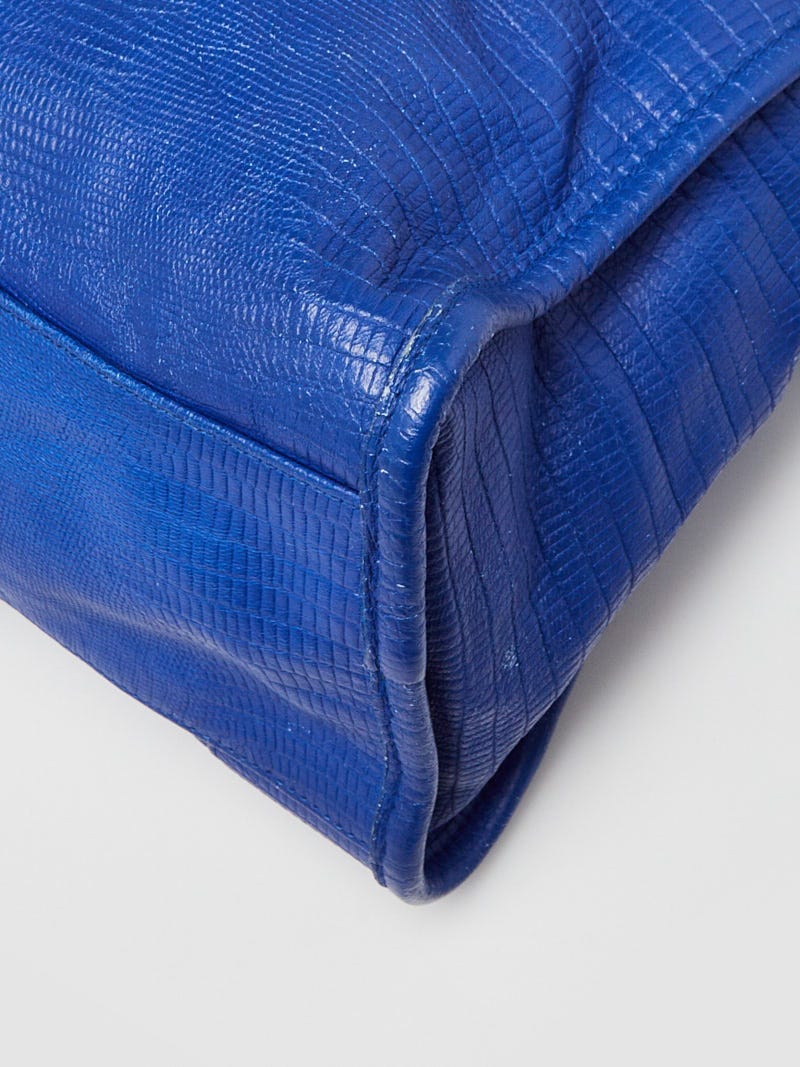 Balenciaga Blue Embossed Lambskin Leather Motorcycle City