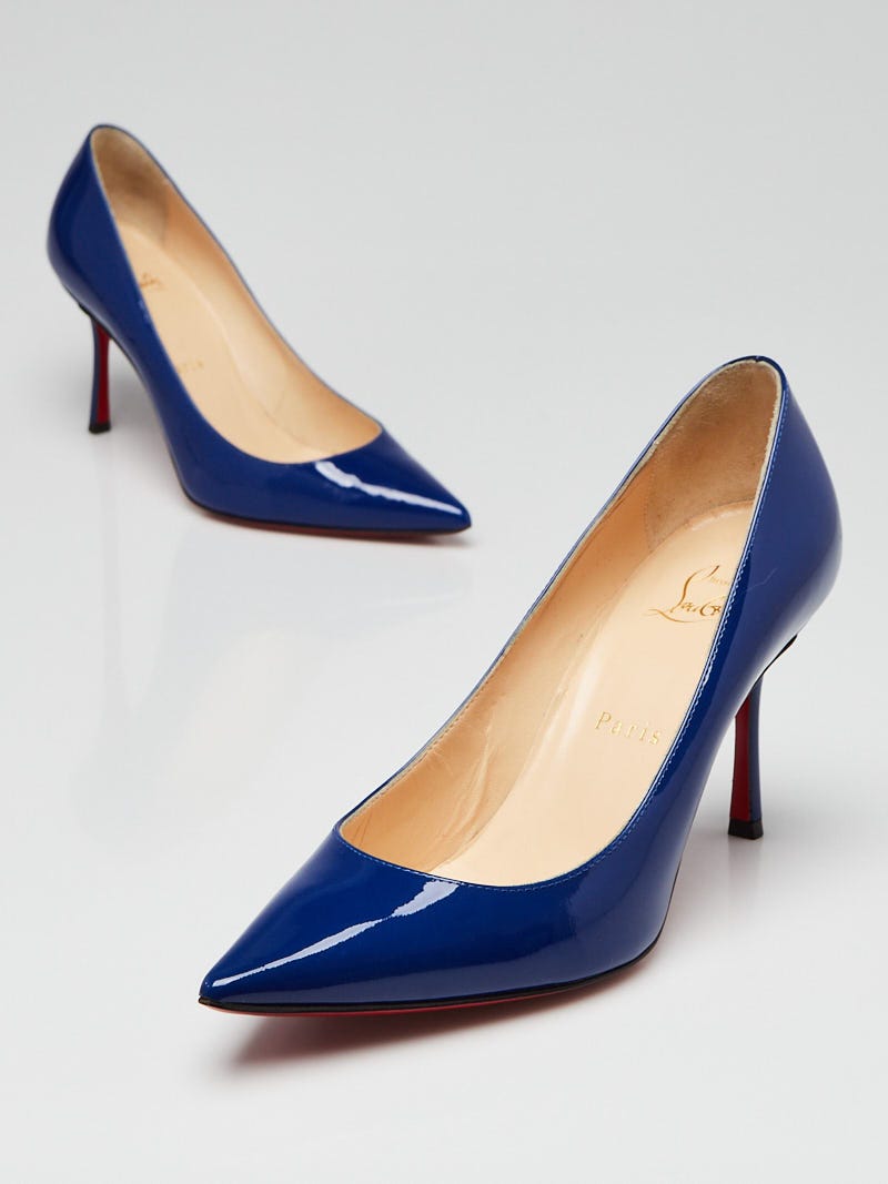 Christian Louboutin Atlantic Blue Patent Leather Decoltish 85