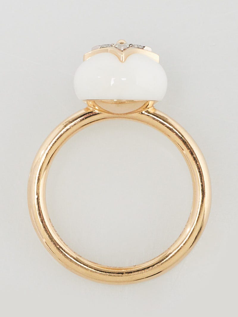 Louis Vuitton® B Blossom Ring, Yellow Gold, White Gold, White Agate And  Diamonds