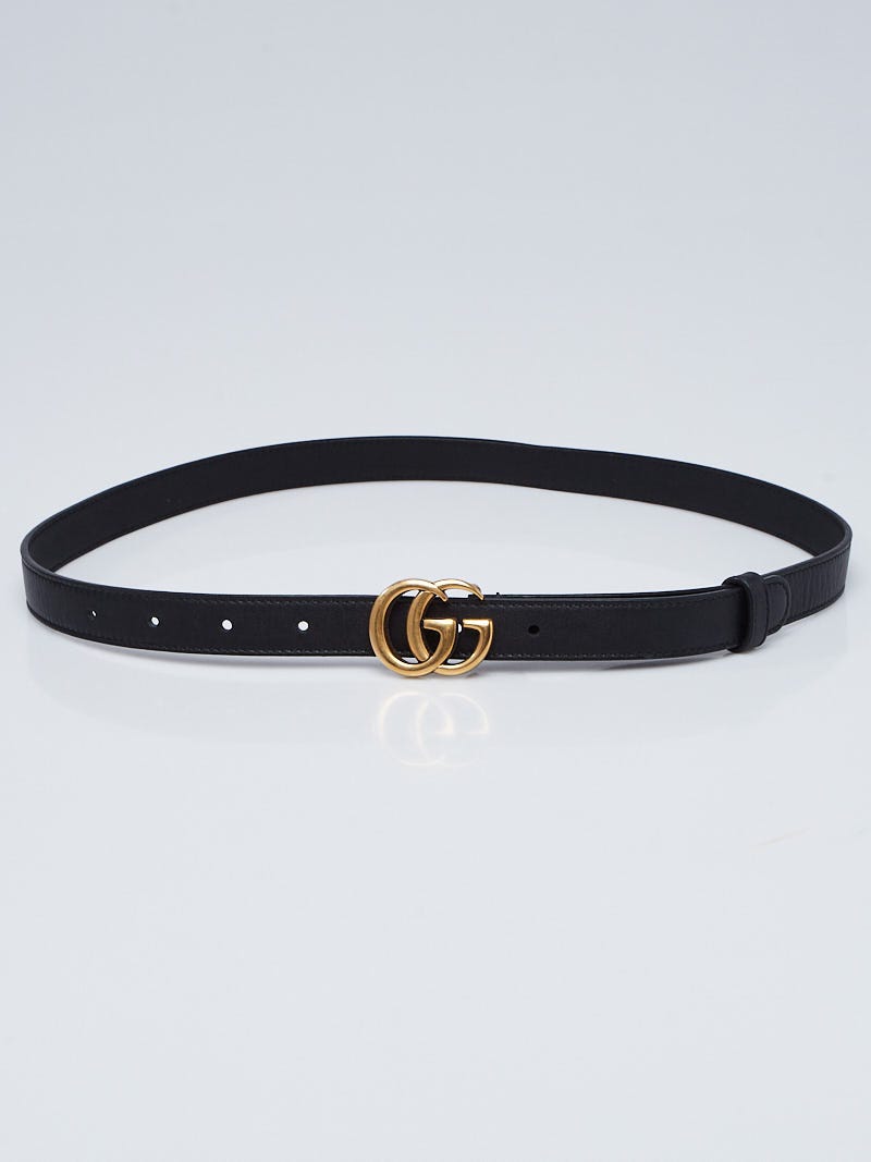 Gucci Black Leather Double G Thin Belt Size 80/32 | Yoogi display picture 2