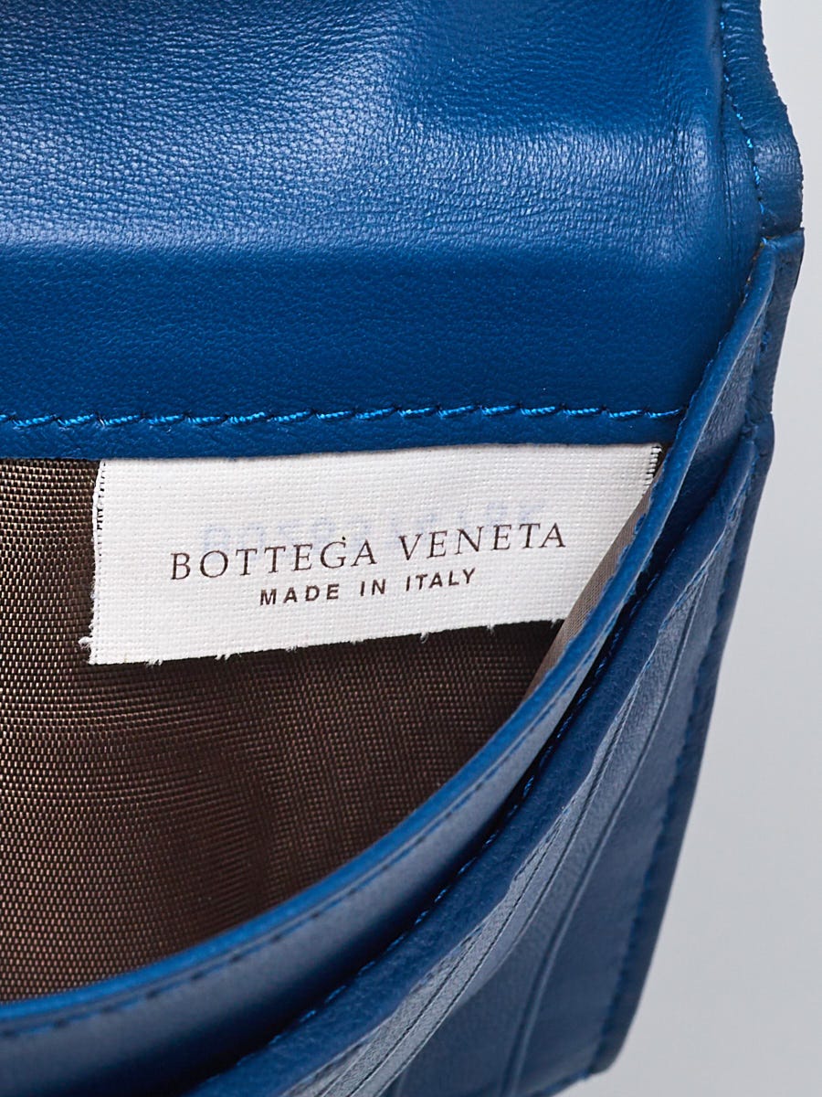 Bottega Veneta Blue Intrecciato Woven Nappa Leather Continental