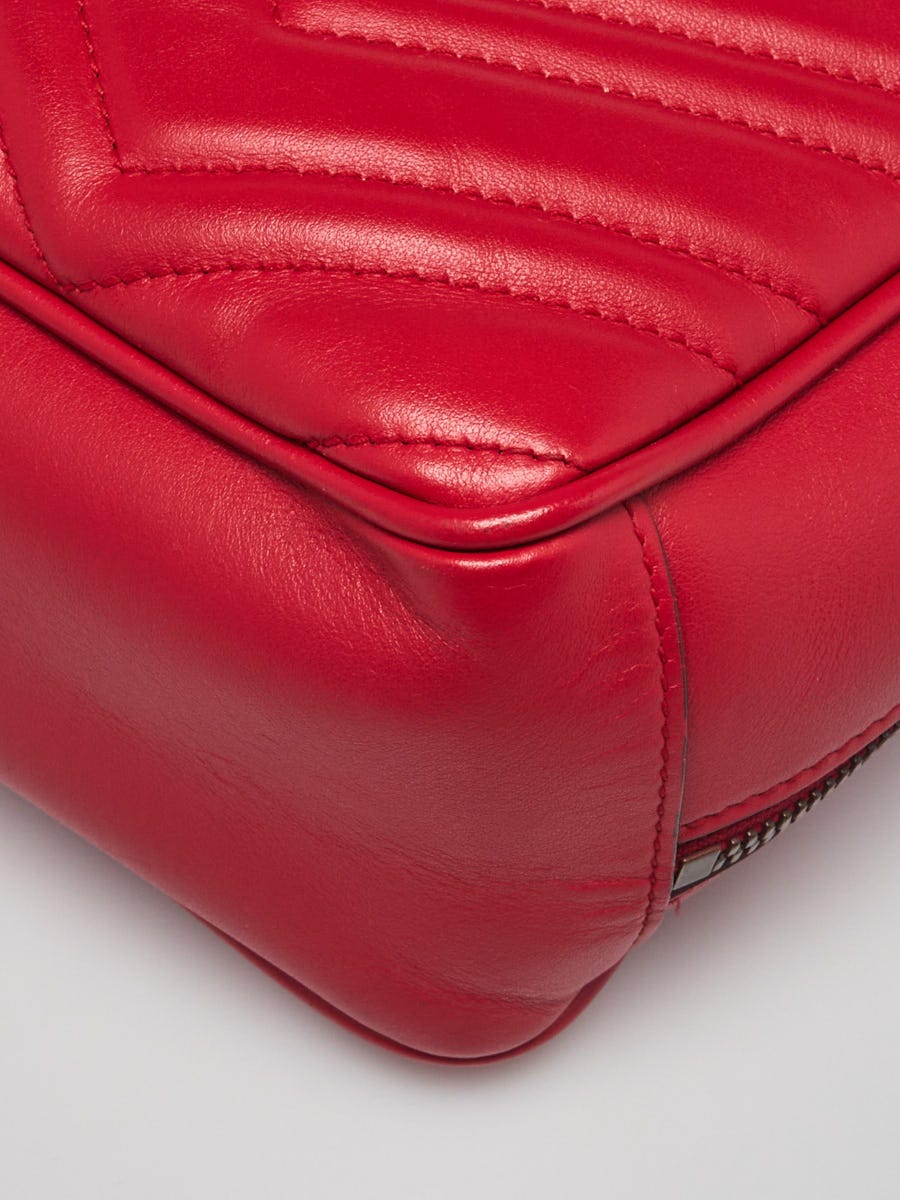 Gucci Red Quilted Leather Marmont Small Shoulder Bag