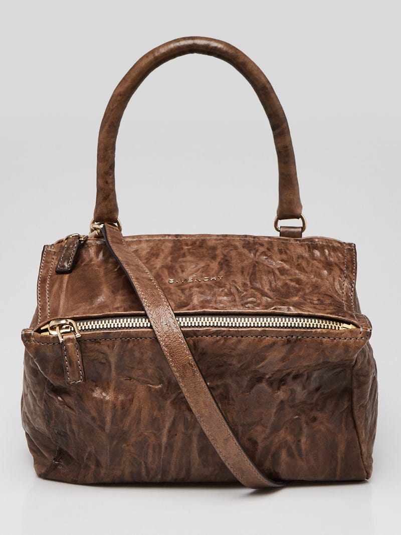Givenchy Charcoal Wrinkled Sheepskin Leather Small Pandora Bag