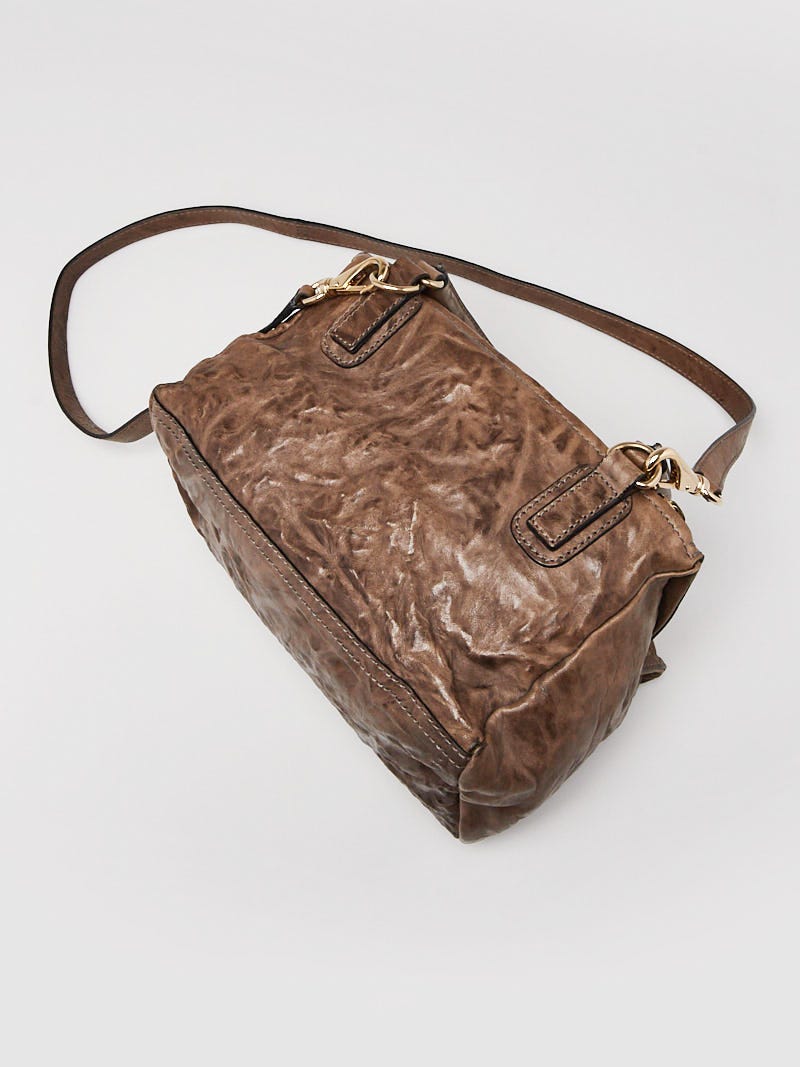 Givenchy Charcoal Wrinkled Sheepskin Leather Small Pandora Bag