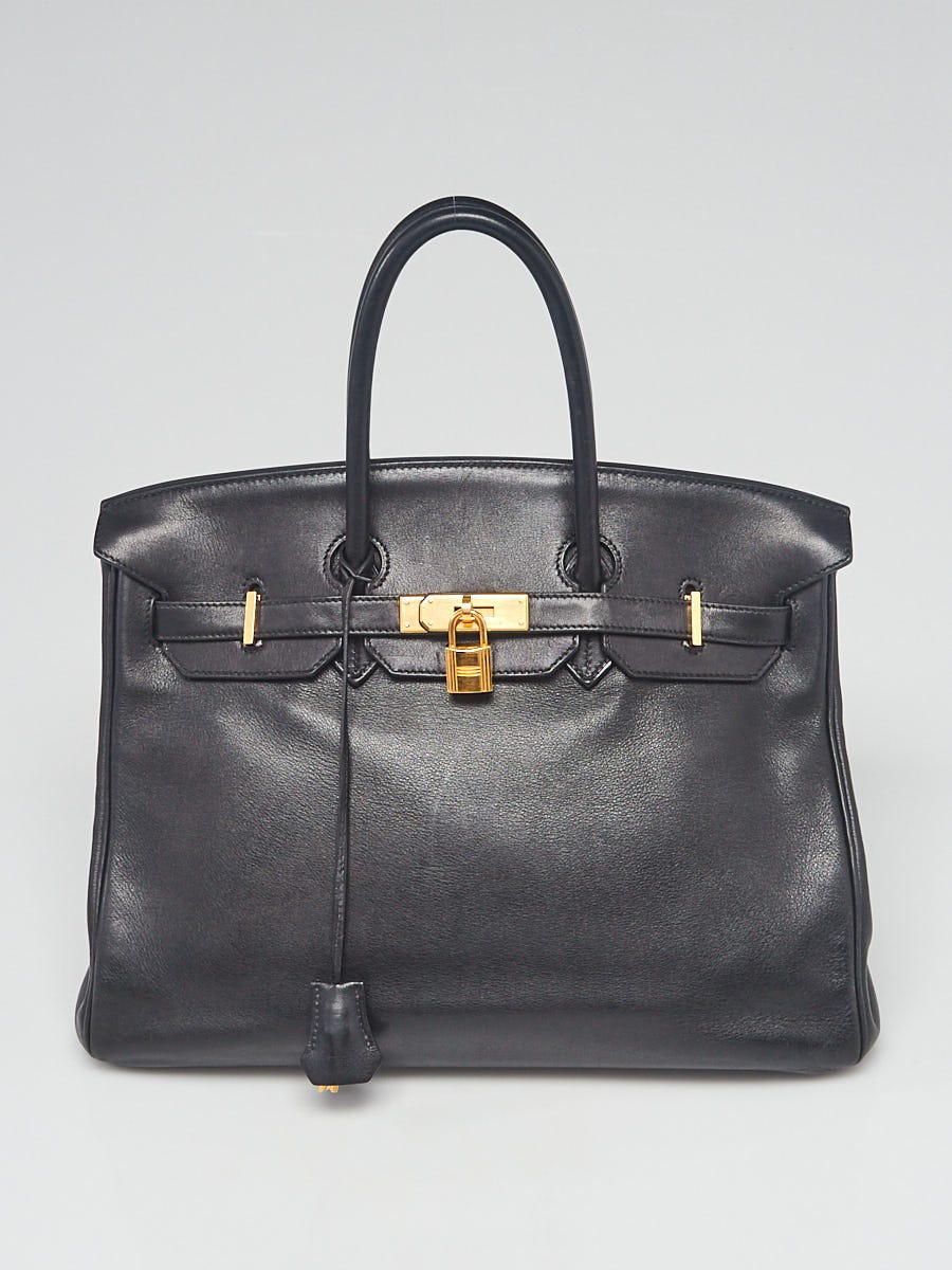 Hermes 35cm Black Swift Leather Gold Plated Birkin Bag | Yoogi's