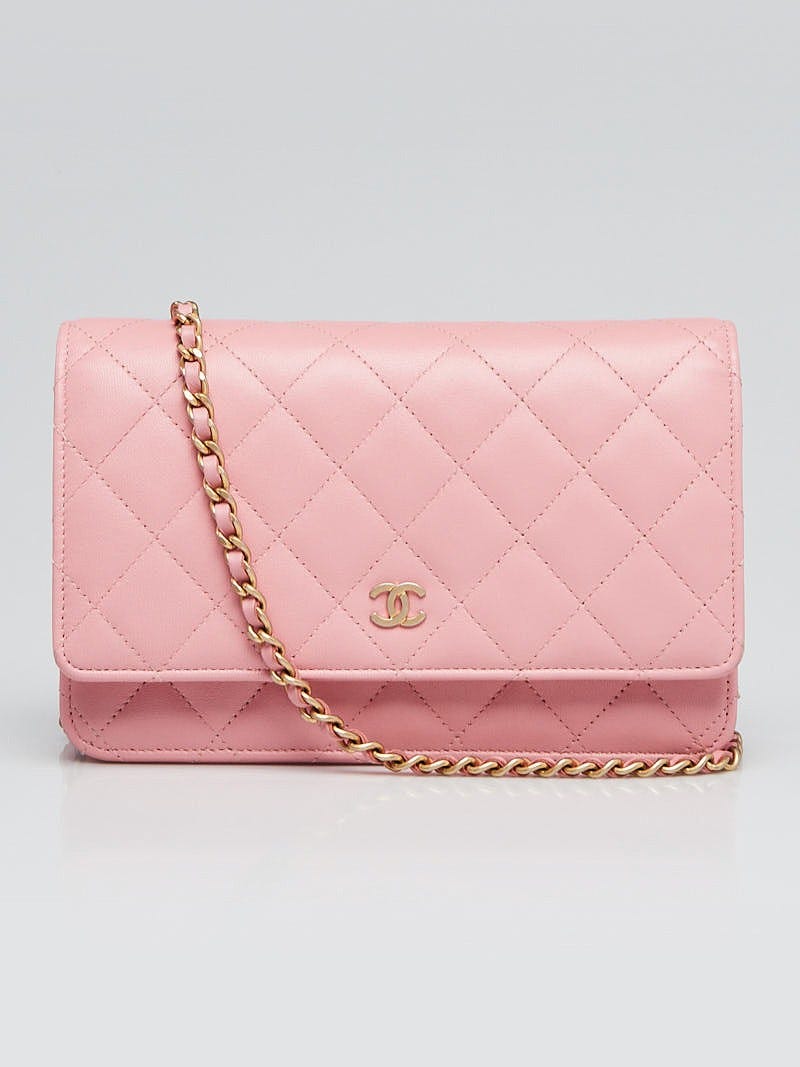 Chanel Pink Quilted Lambskin Emoticon WOC Wallet On Chain Gold