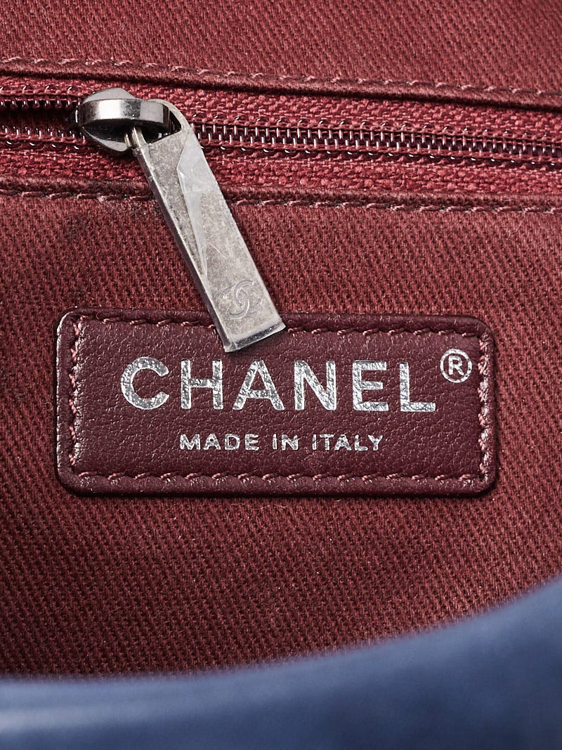Chanel Blue Glazed Calfskin Quilted Leather Day Trip Flap Bag