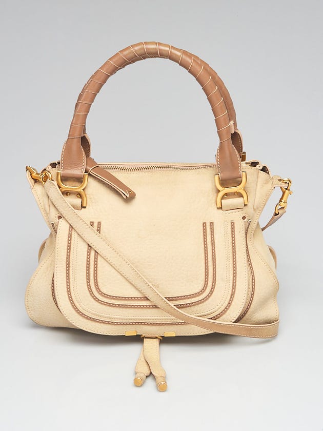 Chloe Light Beige/Brown Nubuck Leather Medium Marcie Bag