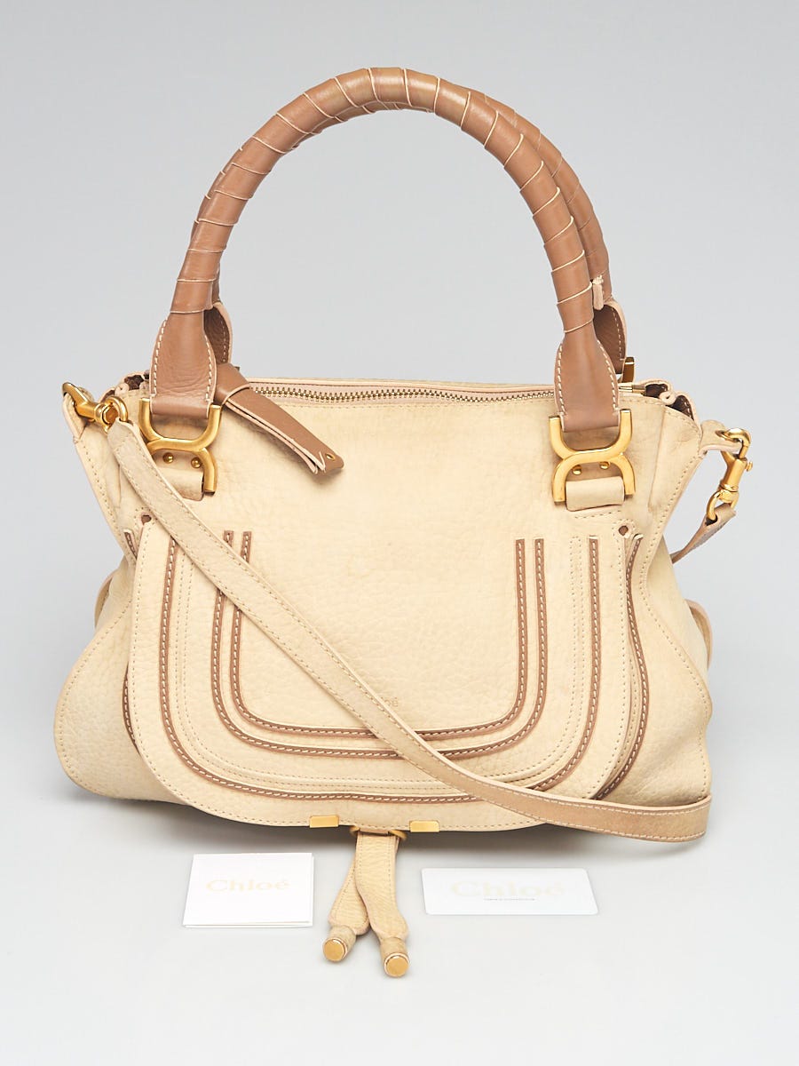 Chloe Light Beige/Brown Nubuck Leather Medium Marcie Bag | Yoogi's